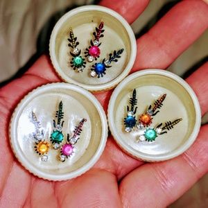 Bindis - 13 sets of 3 gems pink blue green